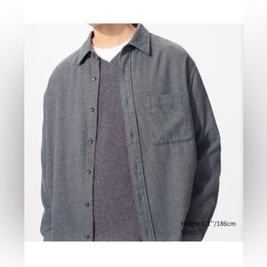 Uniqlo Grey Men's Flannel Cotton Button Down Shirt